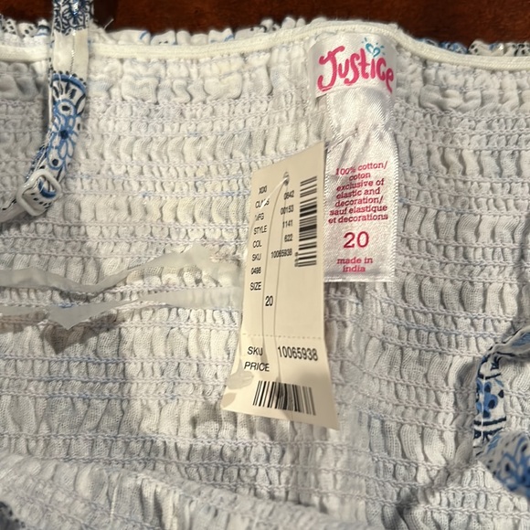 NWT Justice Maxi Dress Blue White Silver Metallic Stretchy Bodice Size 20 - Picture 14 of 16